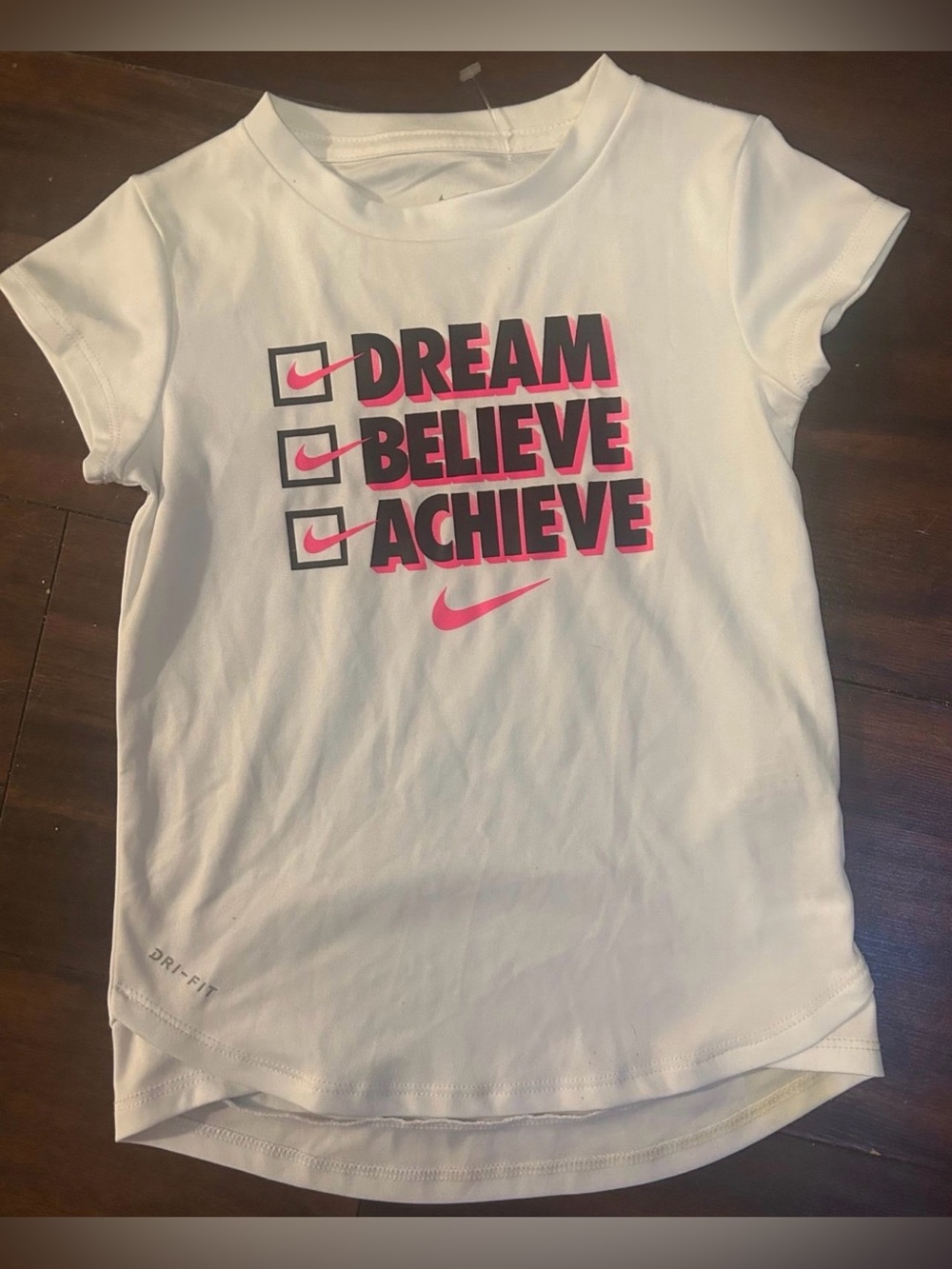 Nike Kids' White 'Dream Believe Achieve' Short Sleeve Tee
